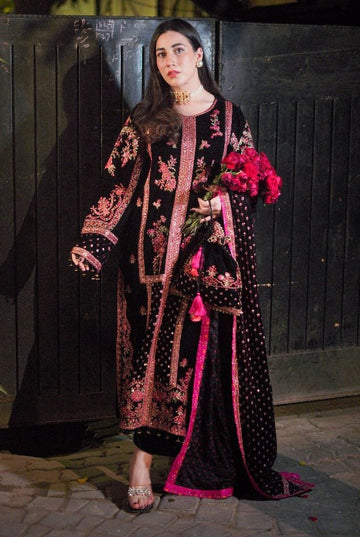 Maria B - Velvet Dress with Embroidered Dupatta - zab992